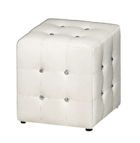 G556-2 凱麗水鑽皮方椅 白