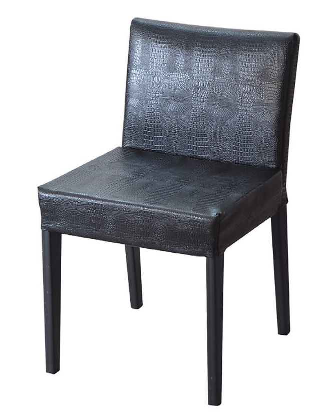 F349-14 伯朗鱷魚皮餐椅 黑色 (黑砂漆鐵架)