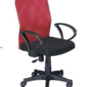 F361-7 紅色黑網彈簧氣壓辦公椅 小網扶手
