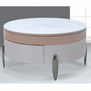 G574-1 065旋轉圓几 工藝玻璃、 二抽、