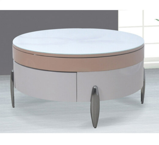 G574-1 065旋轉圓几 工藝玻璃、 二抽、