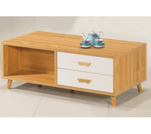 G579-1 原木色羅雅大茶几雙面四抽