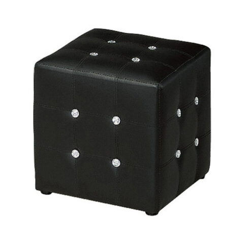 G556-4 凱麗水鑽方皮椅 黑