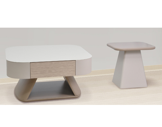 G565-2 C-1227-1多尼亞方几 磨砂親膚玻璃、 雙抽屜、