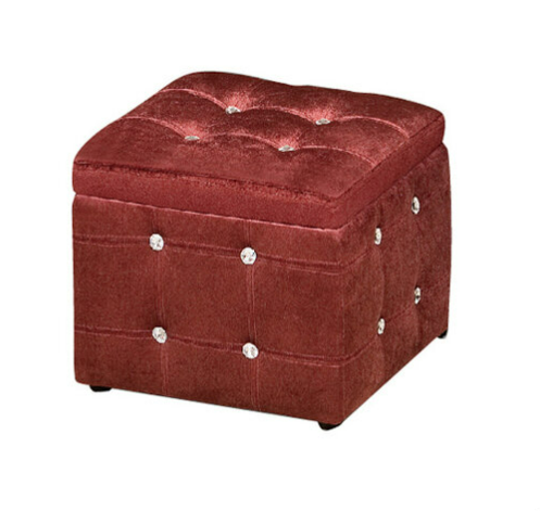 G556-5 009優力水鑽絨布收納椅 紅