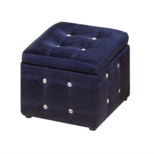 G556-6 009優力水鑽絨布收納椅 藍