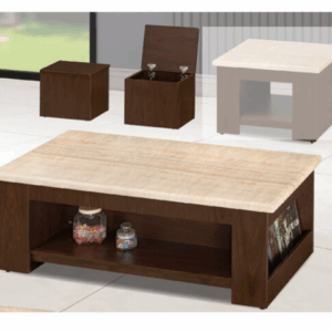 G585-1 131A胡桃石面大几 含椅*2