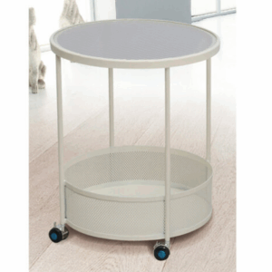 G591-1 K19小白圓几  長虹玻璃 萬向輪