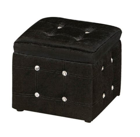 G556-7 009優力水鑽絨布收納椅 黑