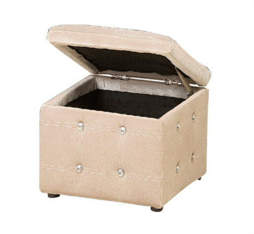 G556-8 009優力水鑽絨布收納椅 米