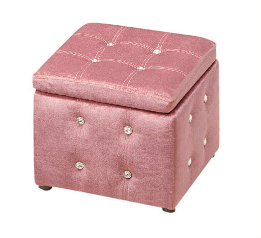 G556-9 009優力水鑽絨布收納椅 粉