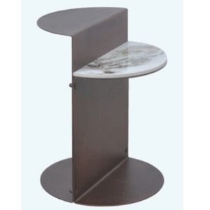 G601-2 K18造型圓几 岩板 鐵腳髮絲紋