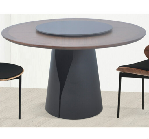 G603-4 2232木紋圓桌 外圈白蠟木搭配木紋岩板 碳塑鋼腳