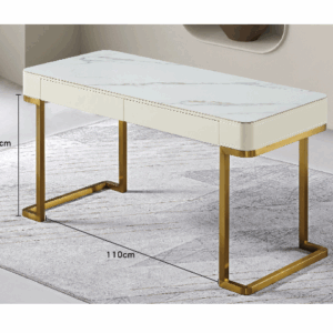 G642-1 861#白色書桌 岩板、 烤漆、 碳塑鋼電鍍腳、