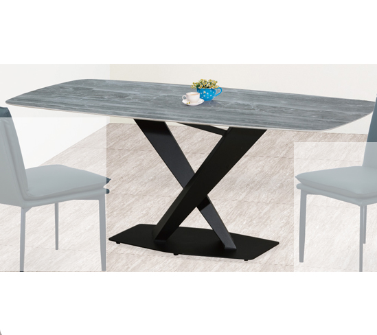 G610-3 T-261艾莉絲岩板石波浪灰餐桌