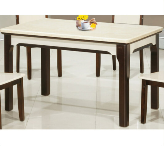 G612-4 叉板一號深咖啡餐桌 雲花石面