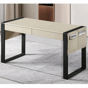 G641-2 238#米色書桌 馬鞍皮.左右兩側可置物碳塑鋼腳、