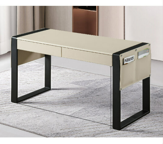 G641-2 238#米色書桌 馬鞍皮.左右兩側可置物碳塑鋼腳、