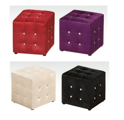 H432-2 008絨布水鑽方椅 ⊙黑、紅、紫、米