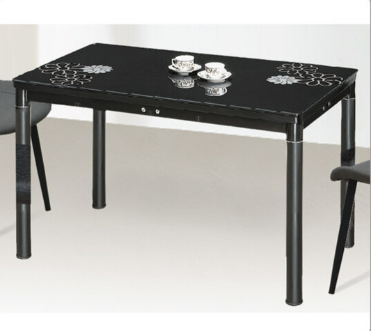 G613-4 C14黑色三花餐桌