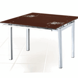 G614-4 660方抽桌 咖啡色面玻 12mm強化玻璃