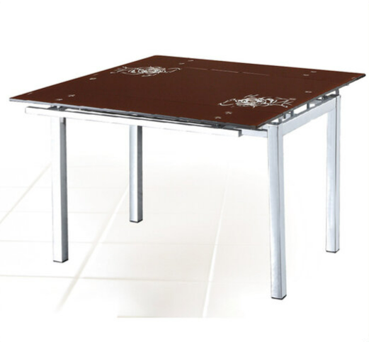 G614-4 660方抽桌 咖啡色面玻 12mm強化玻璃