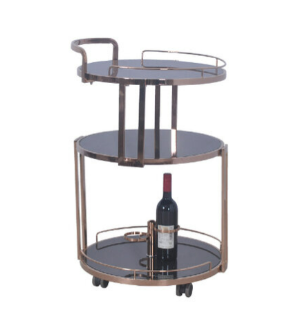 G622-5 D223A路易餐車 白鐵玫瑰金、 5mm黑玻、