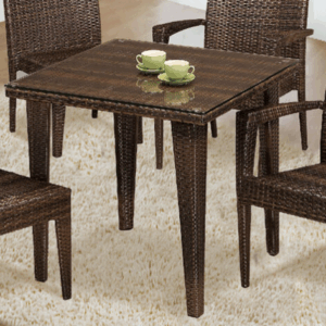 G629-3 315籐方餐桌 含玻璃8mm