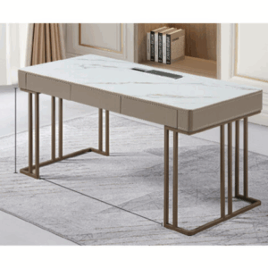 G642-3 868A灰色書桌 ⊙電線孔、 岩板、 烤漆、 莫蘭紫碳塑鋼腳、