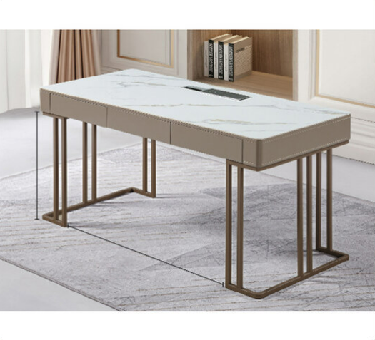 G642-3 868A灰色書桌 ⊙電線孔、 岩板、 烤漆、 莫蘭紫碳塑鋼腳、