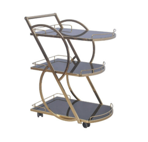 G622-6 D210森雅圓餐桌 白鐵土豪金、 5mm黑玻、