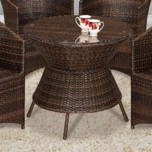 G633-4 231籐休閒圓桌 含玻璃8mm