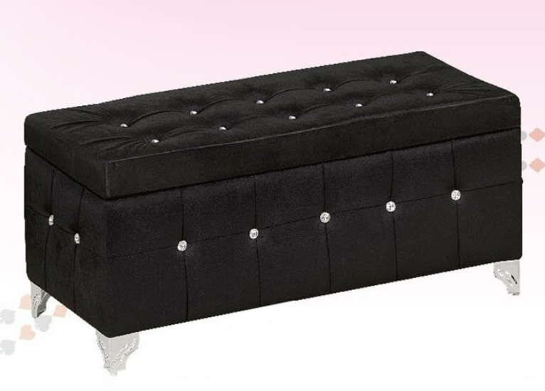 G431-4 90公分絨布掀蓋收納椅 黑 無加中腳