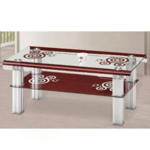 H456-1 A112#米奇紅色大茶几 上10mm鋼化玻璃、 下4mm鋼化玻璃