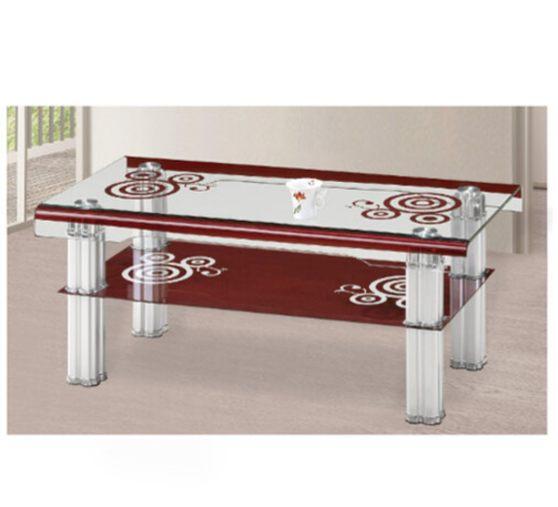 H456-1 A112#米奇紅色大茶几 上10mm鋼化玻璃、 下4mm鋼化玻璃