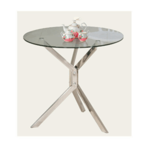 G620-9 3018玻璃休閒圓桌 不銹鋼腳、