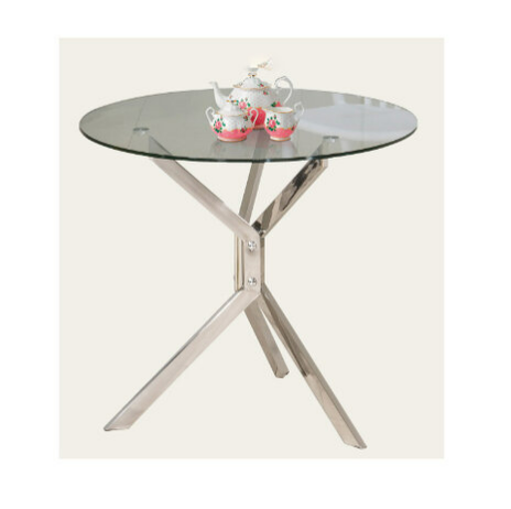 G620-9 3018玻璃休閒圓桌 不銹鋼腳、