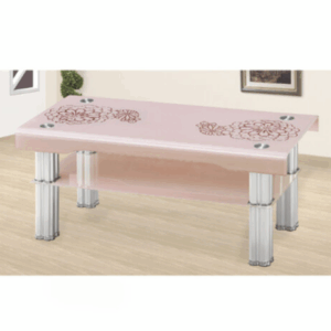 H456-2 A112#米奇粉色大茶几 上10mm鋼化玻璃、 下4mm鋼化玻璃