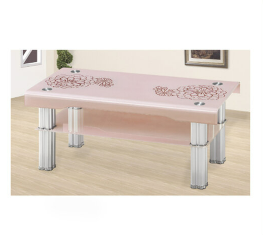 H456-2 A112#米奇粉色大茶几 上10mm鋼化玻璃、 下4mm鋼化玻璃