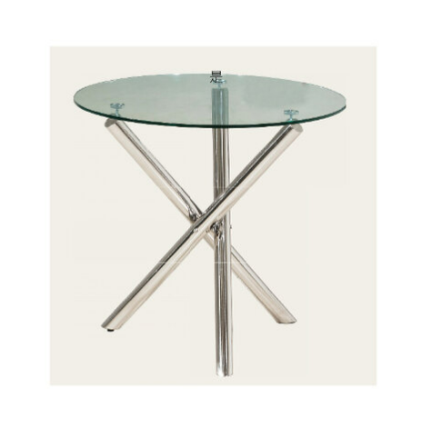 G620-10 119玻璃休閒圓桌 不銹鋼腳、