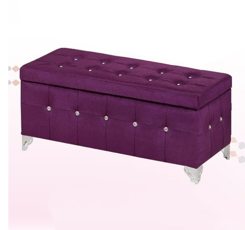 H431-6 90公分絨布掀蓋收納椅 紫 無加中腳