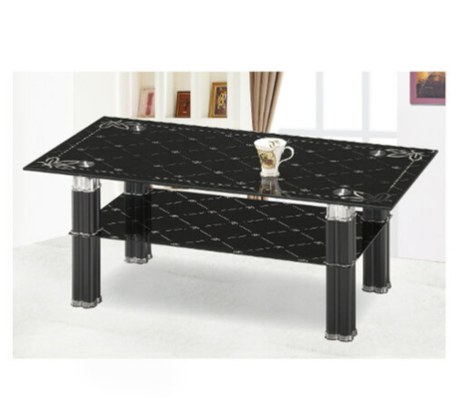 H455-3 A-8黑蝴蝶大茶几 上10mm強化玻璃、 下4mm強化玻璃、