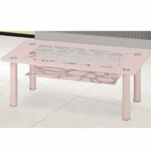 H456-3 粉玻鳥巢大茶几 上10mm強化玻璃、 下5mm強化玻璃