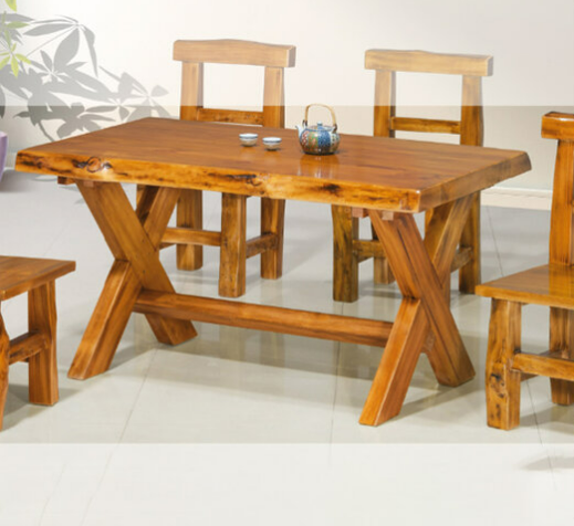 H476-1 X實木餐桌 7公分桌板