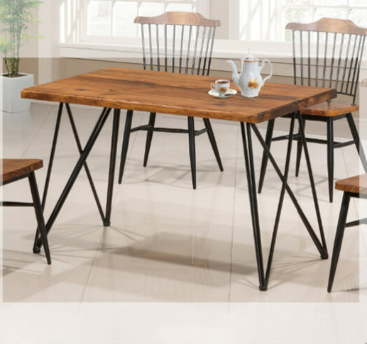 H477-1 鋼筋實木餐桌