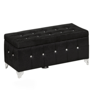 H431-8 120公分絨布掀蓋收納椅 黑 有加中腳