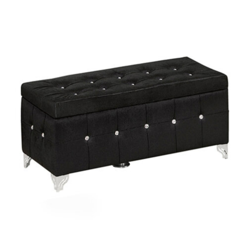 H431-8 120公分絨布掀蓋收納椅 黑 有加中腳