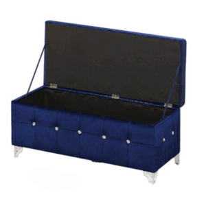 H431-9 120公分絨布掀蓋收納椅 藍 有加中腳