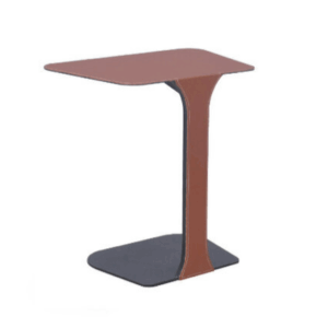 H466-4 A06邊几 鋼板包馬鞍皮、