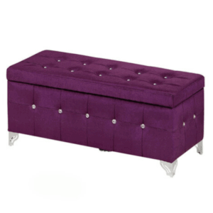 H431-10 120公分絨布掀蓋收納椅 紫 有加中腳